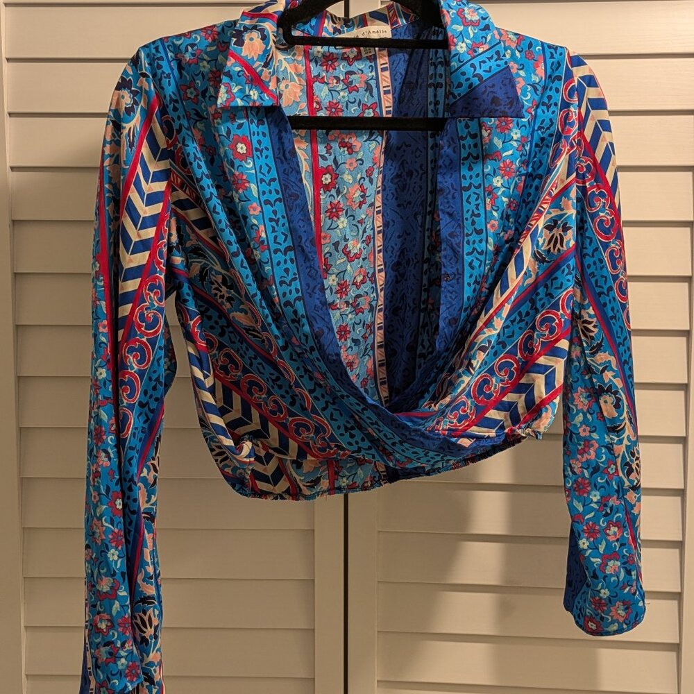 Maison d'Amelie Blue Floral Blouse